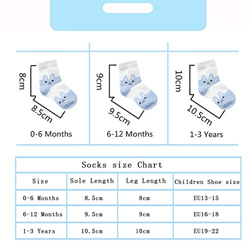 Cotton Coming Algodón Niños Calcetines Bebé,9 Pares Lindo adj. Bebé Calcetines Niño(6-12 meses,EU16-18)