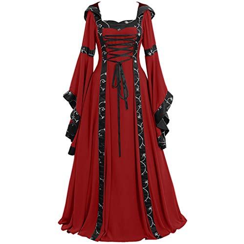 COZOCO Vestidos Mujer Veranon Vestido De La Vendimia Boho De La ImpresióN Cuello Redondo Sin Mangas del Verano De Las Mujeres Vestidos para Mujer(Rojo,EU-40/CN-XL)