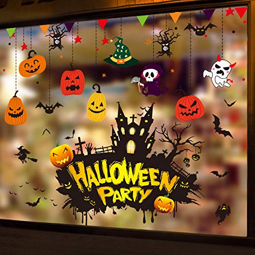 Creativo 3d Etiqueta de la pared de Halloween Etiqueta autoadhesiva de calabaza Bar Restaurante Arreglo de ambiente festivo Decoración-11 Telaraña + Fantasía Halloween_Extra grande