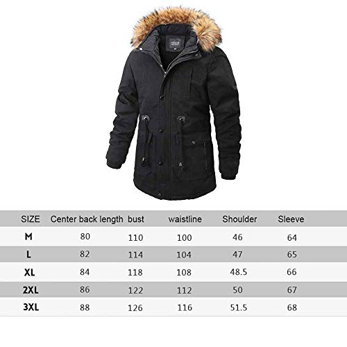 CRWOOL Abrigo de Hombre Invierno Elegantes Slim Chaqueta Pullover Outwear Parka para Viajar, Esquiar y Caminar en Otoño e Invierno M-3XL (crct009),Black,2XL