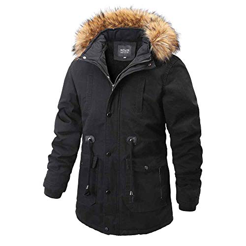 CRWOOL Abrigo de Hombre Invierno Elegantes Slim Chaqueta Pullover Outwear Parka para Viajar, Esquiar y Caminar en Otoño e Invierno M-3XL (crct009),Black,2XL