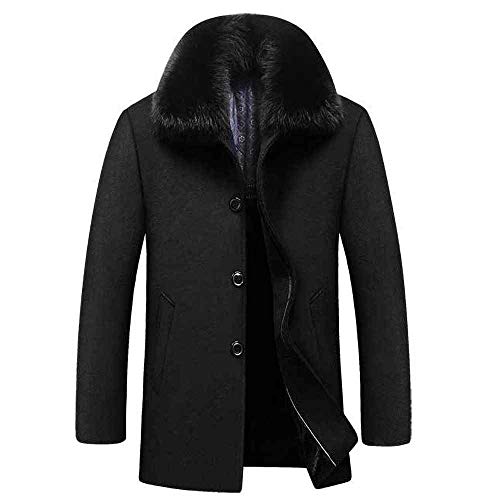 CRWOOL Homme l'hiver Manteau Hiver Long Trench Coat Slim Outerwear pour Les Voyages de ski et de Marche en Automne et en Hiver M-4XL (crct011),Black,2XL