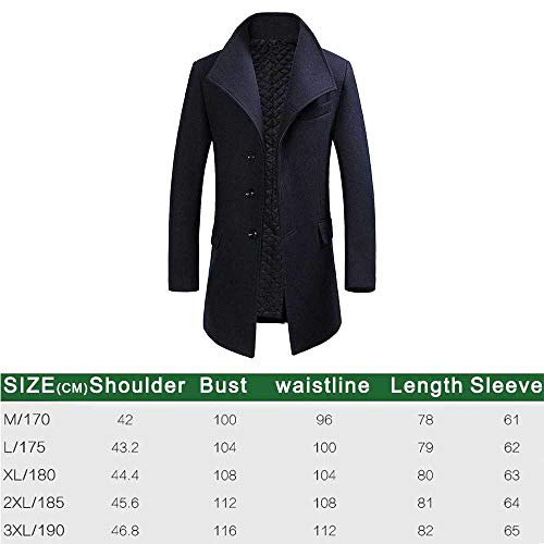 CRWOOL Hommes l'hiver Manteau Hiver Long Trench Coat Slim Outerwear pour Les Voyages de ski et de Marche en Automne et en Hiver M-3XL(crct083),Blue,2XL