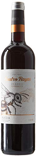 Cuatro Rayas Vino Tinto Roble Organic Tempranillo Ecológico D.O. Rueda - 6 Botellas de 750 ml (4.5 L)