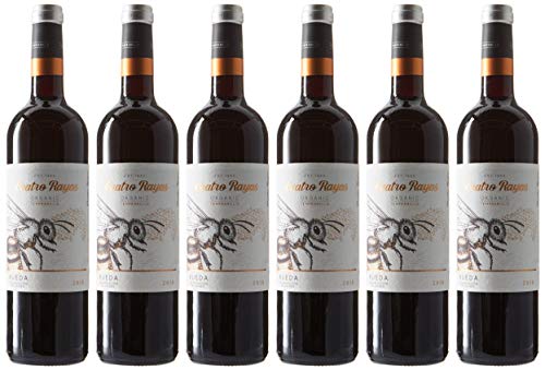 Cuatro Rayas Vino Tinto Roble Organic Tempranillo Ecológico D.O. Rueda - 6 Botellas de 750 ml (4.5 L)