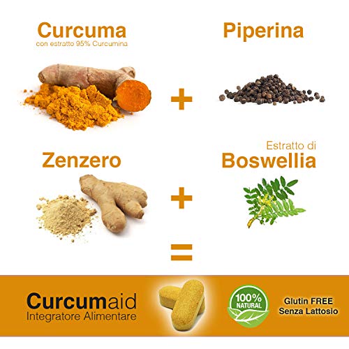 Curcuma con Jengibre y Pimienta Negra | 60 tabletas de cúrcumina con piperina, EN BLISTER con extracto de Jengibre y Boswellia [fórmula UNO AL DÍA], suplementos alimenticios| Curcuma Capsulas |