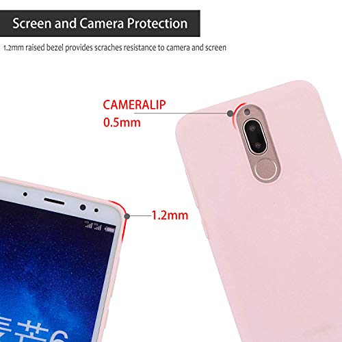 cuzz Funda para Huawei Mate 10 Lite+{Protector de Pantalla de Vidrio Templado} Carcasa Silicona Suave Gel Rasguño y Resistente Teléfono Móvil Cover-Rosa Claro