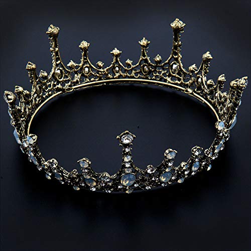 Czemo Tiara de Novia para Mujer Corona Barroca Cabello Joyería Rhinestone Diadema para Boda Pageant