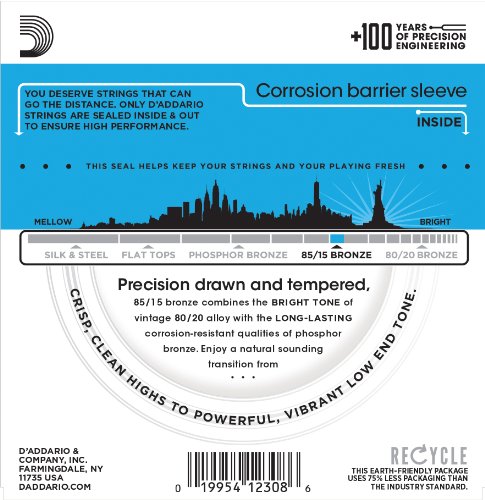 D'Addario EZ910 Juego de cuerdas para guitarra acústica de bronce, 011' - 052'