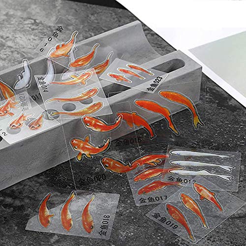 Daimay 13 Hojas Estanque de Peces 3D Koi Clear Film Sticker Pegatina Decorativa de Resina de simulación Molde de Pescado de Bricolaje para Pintura Fabricación de Joyas