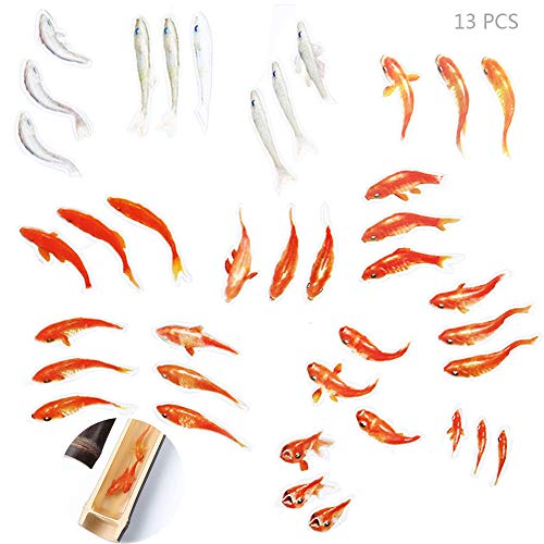 Daimay 13 Hojas Estanque de Peces 3D Koi Clear Film Sticker Pegatina Decorativa de Resina de simulación Molde de Pescado de Bricolaje para Pintura Fabricación de Joyas