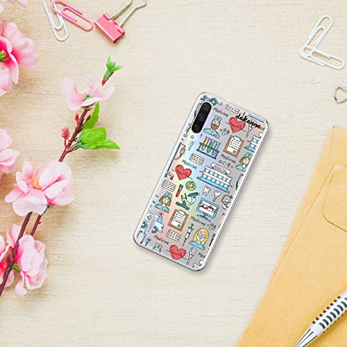 dakanna Funda para [Xiaomi Mi A3] de Silicona Flexible, Dibujo Diseño [Simbolos Medicina Enfermera Ambulancia Corazón Hospital], Color [Fondo Transparente] Carcasa Case Cover de Gel TPU