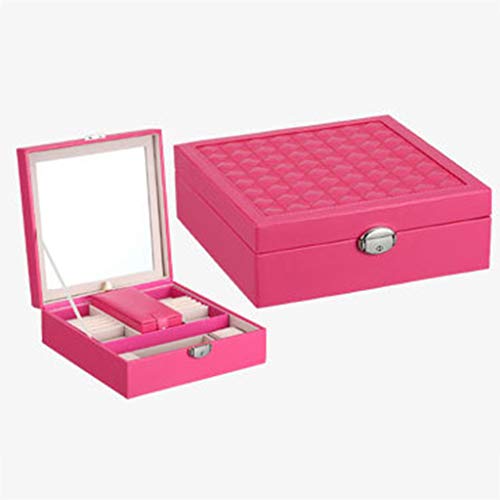 DAXINYANG Princesa Caja de Almacenamiento de Bloqueo Caja de la joyería cosmética Gama Alta joyería con el Regalo Espejo de Vacaciones,Rosado