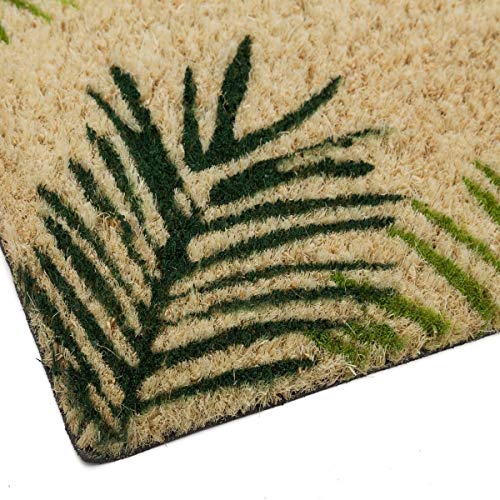 D'CASA Felpudo de Fibra de Coco con Antideslizante Verde étnico para la Entrada de 60x40 cm Sol Naciente, Beige, 40 x 60 cm