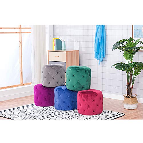 DDGOD Maquillaje Vestir Taburete,Terciopelo Ottoman Suave Felpa Gruesas Taburete para reposapiés Retro Clásico Felpa Escabel Escabel Antideslizante-Fucsia 45x45x41cm(18x18x16inch)