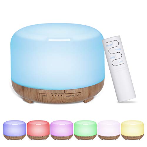 Decdeal 480ml Humidificador de Aire Acústico ultrasónico Difusor de Aroma Fabricante de Niebla con Control Remoto Controlador 7 Luces, 4 Niveles Ajuste de Tiempo