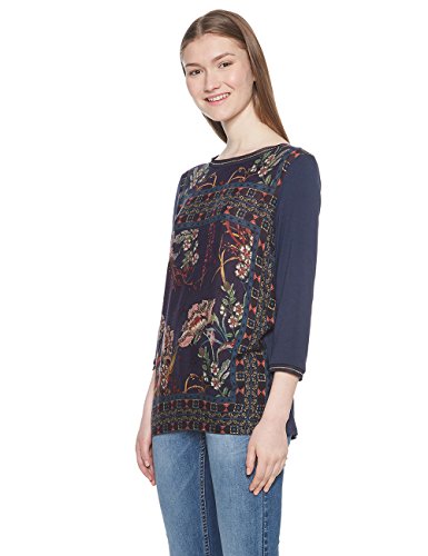 Desigual TS Dalila Camiseta de Manga 3/4, Azul (Navy 5000), S para Mujer