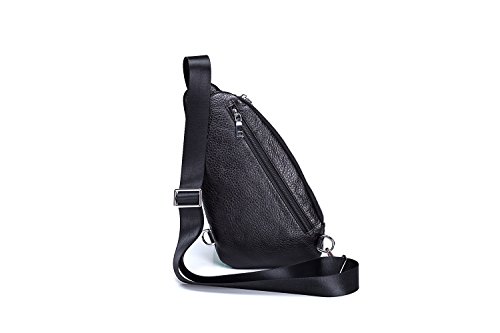 Dhmm123 Bolsos de Moda para Hombre Bandolera Deportiva de Pecho for Hombres Bandolera Coreana de Cuero de Cuero único Crossbody prácticos Bolsos de Cintura (Color : Black, Size : M)