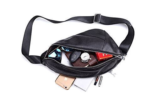 Dhmm123 Bolsos de Moda para Hombre Bandolera Deportiva de Pecho for Hombres Bandolera Coreana de Cuero de Cuero único Crossbody prácticos Bolsos de Cintura (Color : Black, Size : M)