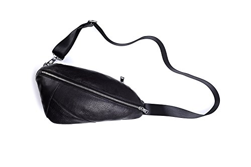 Dhmm123 Bolsos de Moda para Hombre Bandolera Deportiva de Pecho for Hombres Bandolera Coreana de Cuero de Cuero único Crossbody prácticos Bolsos de Cintura (Color : Black, Size : M)