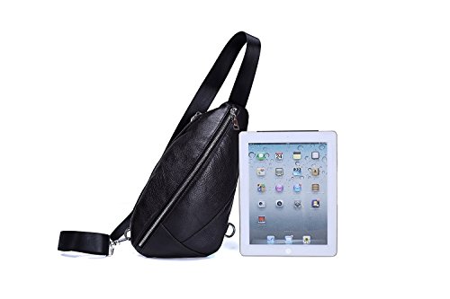 Dhmm123 Bolsos de Moda para Hombre Bandolera Deportiva de Pecho for Hombres Bandolera Coreana de Cuero de Cuero único Crossbody prácticos Bolsos de Cintura (Color : Black, Size : M)