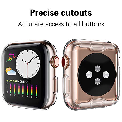 Dirrelo 3 Pack Funda Compatible con Apple Watch Series 3/2/1 42mm Protector de Pantalla, Estuche Protector de Cubierta Completa Estuche de TPU Compatible con iWatch Series 3/2/1, Claro+Negro+Gris