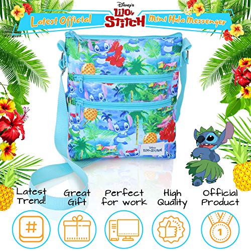 Disney Bolso Bandolera Niño Infantil De Lilo Y Stitch SAFTA Bandolera Niño con Correa Cruzada| Bandoleras Escolares Pequeñas | Accesorios Escolares para El Colegio | Bandolera Infantil