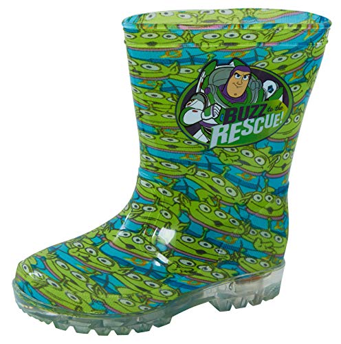 Disney Toy Story Light Up Wellington Botas Niños Buzz Aliens Lluvia Nieve Luces intermitentes Unisex Wellies, color Verde, talla 27 EU