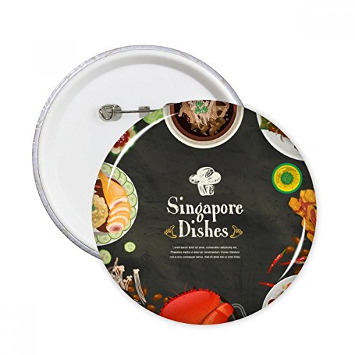 DIYthinker Los platos de Singapur delicioso famoso el botón redondo del botón de la insignia 5pcs regalo de la decoración Ropa Multicolor XXL