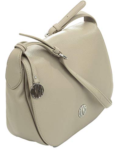 DKNY Donna Karan Bolso de hombro de cuero, color Beige, talla Medium