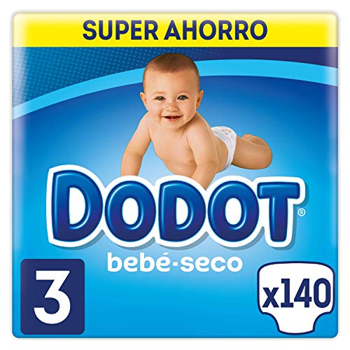 Dodot Bebé-Seco Pañales Talla 3, 140 Pañales, con Canales de Aire