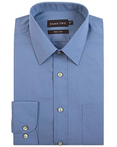 Double TWO Hombre Marino Classic Cuidado Fácil Camisa Formal - Azul Aciano, Cuello 20 (51cm)/Pecho 60-59 (152.5-150cm)