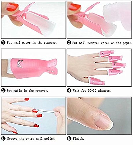 Doyeemei - 10 unidades de plástico acrílico uñas arte remojo clip tapa UV gel esmalte removedor de uñas herramienta