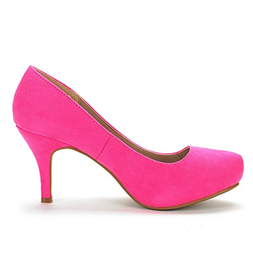 Dream Pairs Tiffany Zapatos de Tacón Vestir Pump para Mujer Fucsia Ante 39.5 EU/8.5 US