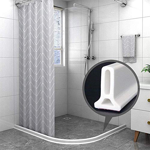 Ducha presa Barrera de agua de silicona Cuarto húmedo Cuarto de baño piso Tira de sellado de la puerta La presa de la ducha evita el desbordamiento del agua, Tira impermeable autoadhesiva (50cm)