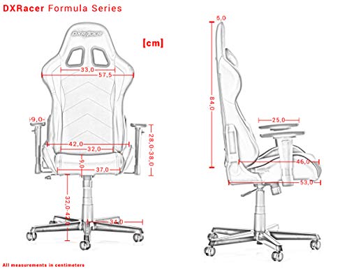 Dx Racer Formula F08 Gaming Chair, Black, Piel sintética, Negro, 67 x 67 x 128 cm