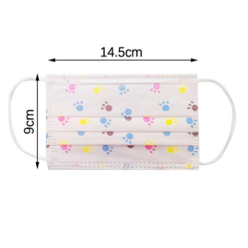 Earleye0 50 Piezas Niños Protección Desechable para Impresión linda 3 Capas Transpirables con Elástico para Los Oídos