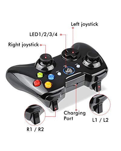 EasySMX Mando Inalámbrico, [Regalos Originales] 2.4GHz Gaming Controller Gamepad Joystick con Doble Vibración, Batería de Litio Juega con 8 Horas para PS3 / PC/Android Phones/Tablets/TV Box