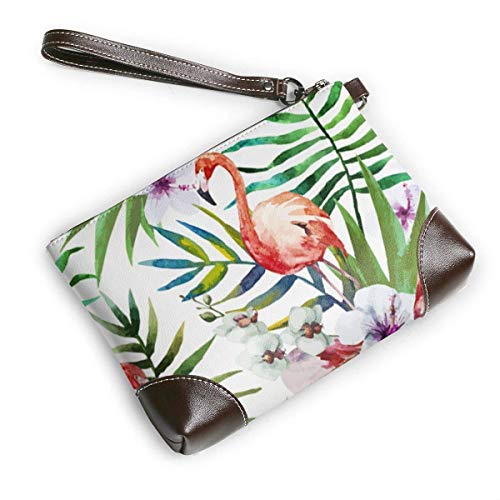 EDFG Hand Painte Tropical Nature Mujeres Monederos de cuero Embrague Tarjetas telefónicas Bolsos