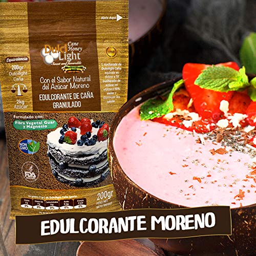 EDULCORANTE MORENO 100% NATURAL GRANULADO DE CAÑA CON MAGNESIO Y FIBRA VEGETAL GUAR |OFERTA LANZAMIENTO 2X1 | 2 ENVASE ECOLÓGICO DE 200gr | 400gr = 4kg de Azucar