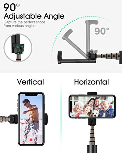 ELEGIANT Palo Selfie Móvil, Selfie Stick Bluetooth Diseño Integrado Ligero Inalámbrico Minipod Universal Viaje Compatible con iPhone Xiaomi Huawei Android (3.5-6.5 Pulgadas)