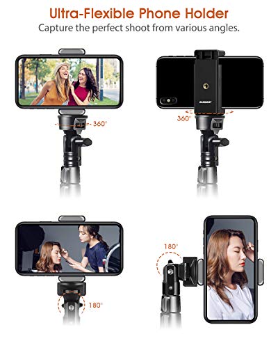 ELEGIANT Palo Selfie Trípode, 51" Soporte para Teléfono, Gopro, Todo en Uno, Extensible con Control Remoto Bluetooth con Aluminio Compatible con iPhone 11 11 Pro XS MAX XS XR X 8 7, Xiaomi, Android