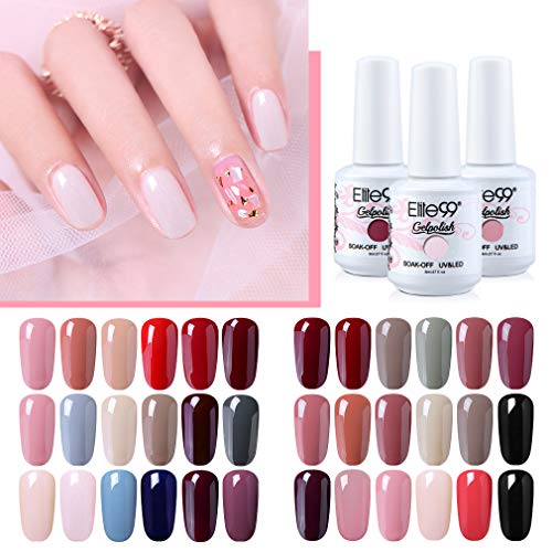 Elite99 Esmaltes Semipermanentes de Uñas en Gel UV LED, 6 Colores Kit de Esmaltes de Uñas Soak off 8ml 002