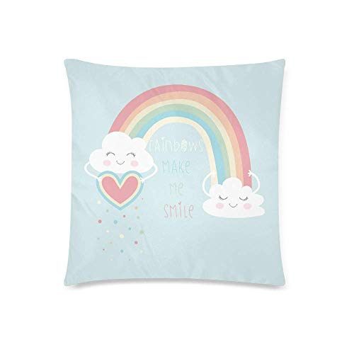 Elsaone Cute Rainbow and Clouds Fashion Slogan Decor Cojín Decorativo Funda de Almohada Funda de 18x18 Pulgadas / 45x45 cm, Protector de Funda de Almohada con Cremallera Cuadrada