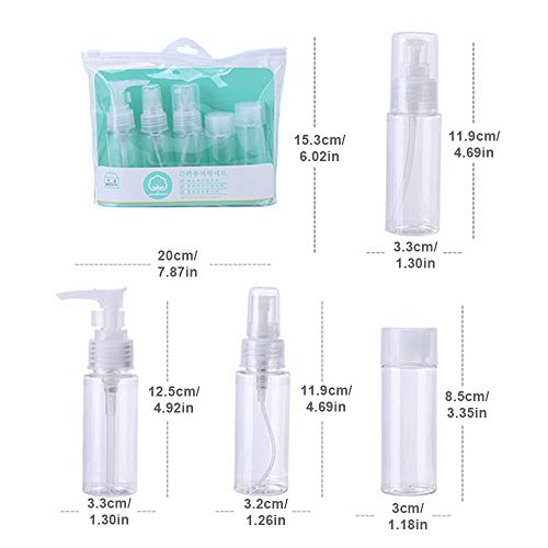 Empty Bottle Plastic, Empty Bottle Cosmetics Foaming Soap Travel Bottle Set-Airplane Travel Kit para champú acondicionador Shower Gel Lotion Body Care Transparente Toiletry Bag