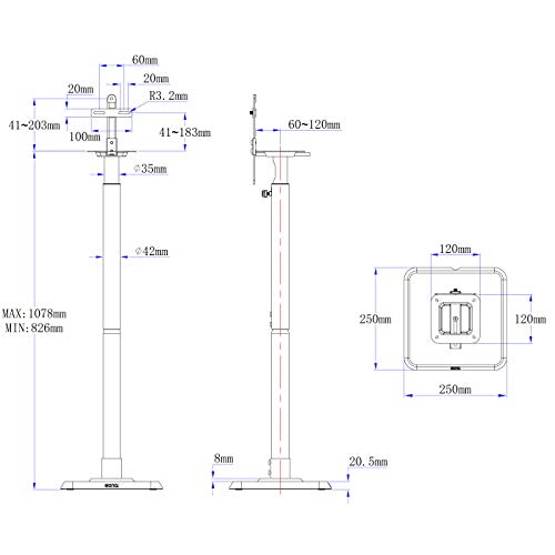 Eono by Amazon - Pies para Altavoz, Soporte de Altavoz Ajustables en Altura para JBL Bose Sony Yamaha con Gestión de Cables Incorporada, Ideal para Altavoces de Hi-Fi/Estéreo o Cine en Casa hasta 5 kg