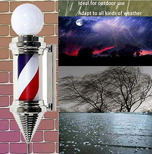 EOVL Poste De Barbero Pequeño Luminoso De Exteriores Poste De Peluqueria Barber Pole Exterior Led Light Para Peluquería Salón Tienda Firmar Pared- Montado Lámpara - Rojo Azul Y Blan