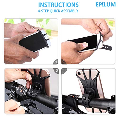 Epilum Soporte Movil Bicicleta, Universal Rotación 360° Soporte Manillar de Silicona Soporte Movil para Bicicleta Motocicleta Ciclismo GPS Nacigatore para iPhone 11 8 Plus X XS MAX XR Samsung