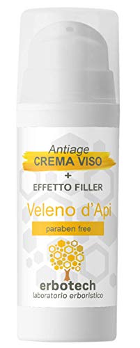 ERBOTECH Crema facial para mujer/hombre con veneno de abeja, dispensador sin aire de 100 ml, efecto de relleno antienvejecimiento, tonificación, levantamiento rápido, ideal para todo tipo de pieles