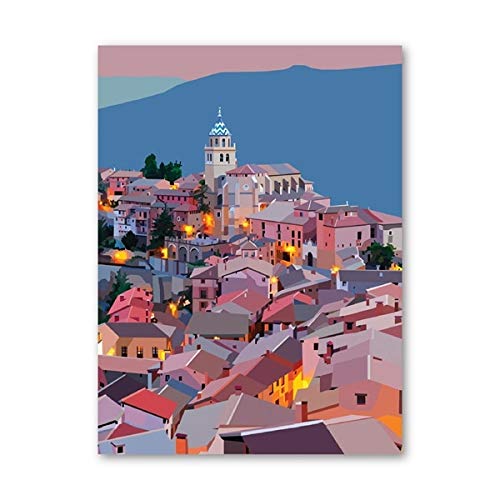 España Poster Wall Art Prints Colorful Artwork Aragon Poster Teruel Art Canvas Painting Spanish Nursery Wall Decor 50X70CM SIN marco